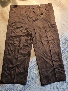 Kate Hill Casual wide-leg crop pants Brown Casual Office Comfy Baggy Loose Fit